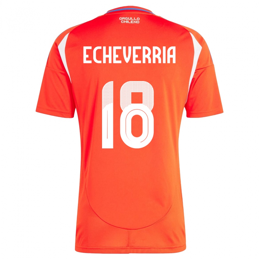 Hombre Camiseta Chile Rodrigo Echeverría #18 Rojo 1ª Equipación 24-26 La Camisa Argentina