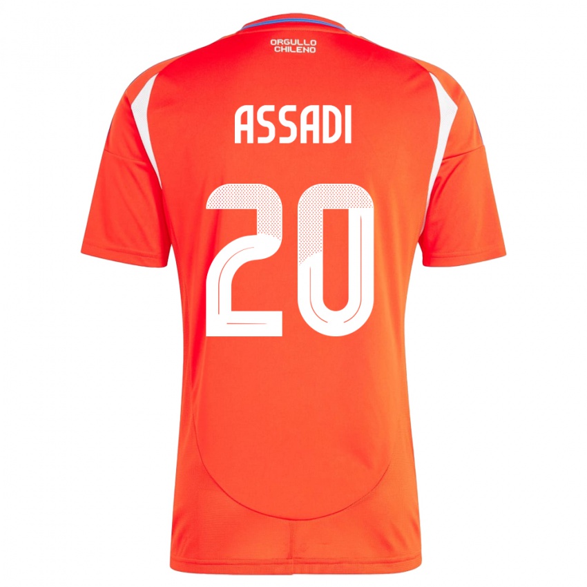 Hombre Camiseta Chile Lucas Assadi #20 Rojo 1ª Equipación 24-26 La Camisa Argentina