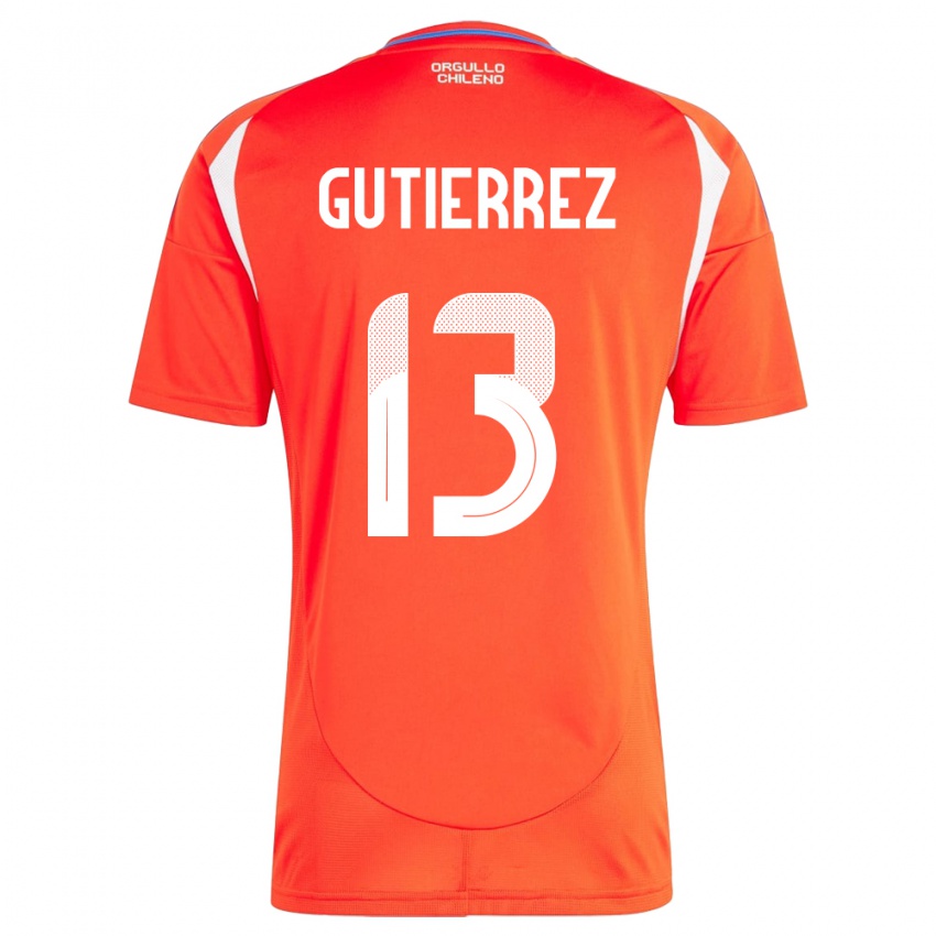 Hombre Camiseta Chile Daniel Gutiérrez #13 Rojo 1ª Equipación 24-26 La Camisa Argentina