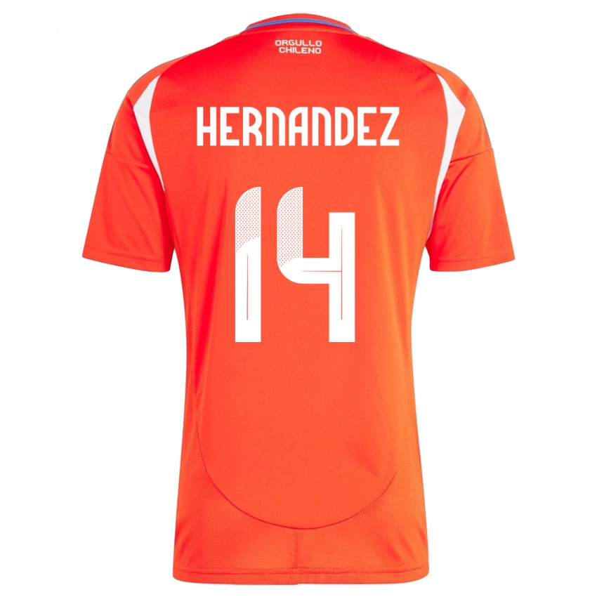 Hombre Camiseta Chile Leandro Hernández #14 Rojo 1ª Equipación 24-26 La Camisa Argentina