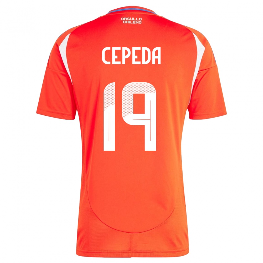 Hombre Camiseta Chile Lucas Cepeda #19 Rojo 1ª Equipación 24-26 La Camisa Argentina