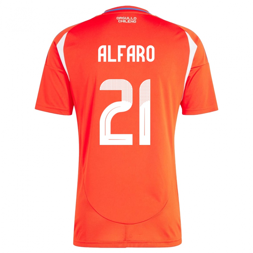 Hombre Camiseta Chile Julián Alfaro #21 Rojo 1ª Equipación 24-26 La Camisa Argentina