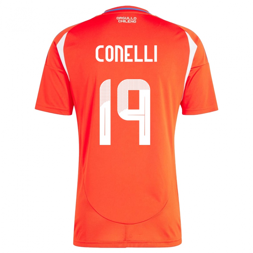 Hombre Camiseta Chile Vicente Conelli #19 Rojo 1ª Equipación 24-26 La Camisa Argentina