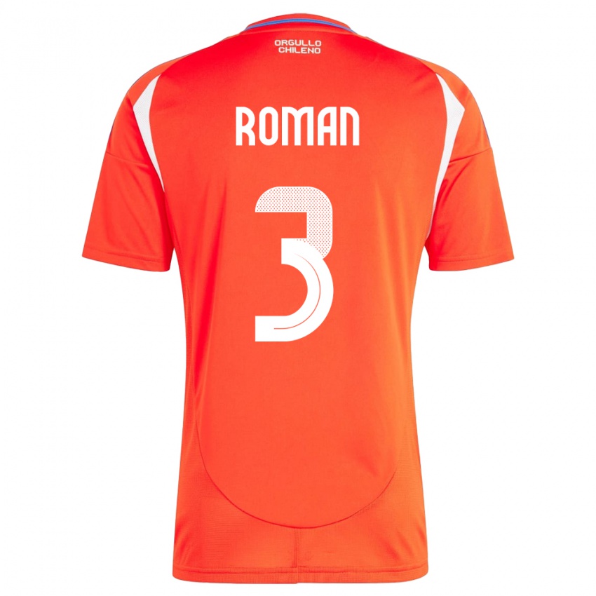 Hombre Camiseta Chile Iván Román #3 Rojo 1ª Equipación 24-26 La Camisa Argentina