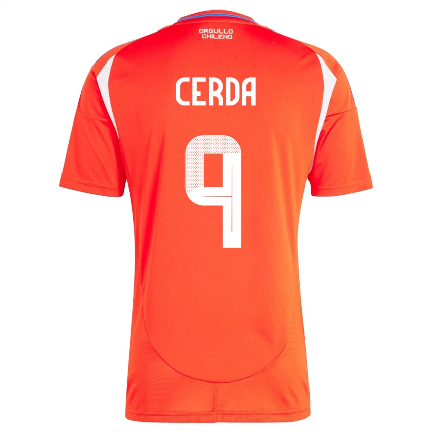 Hombre Camiseta Chile Axel Cerda #9 Rojo 1ª Equipación 24-26 La Camisa Argentina