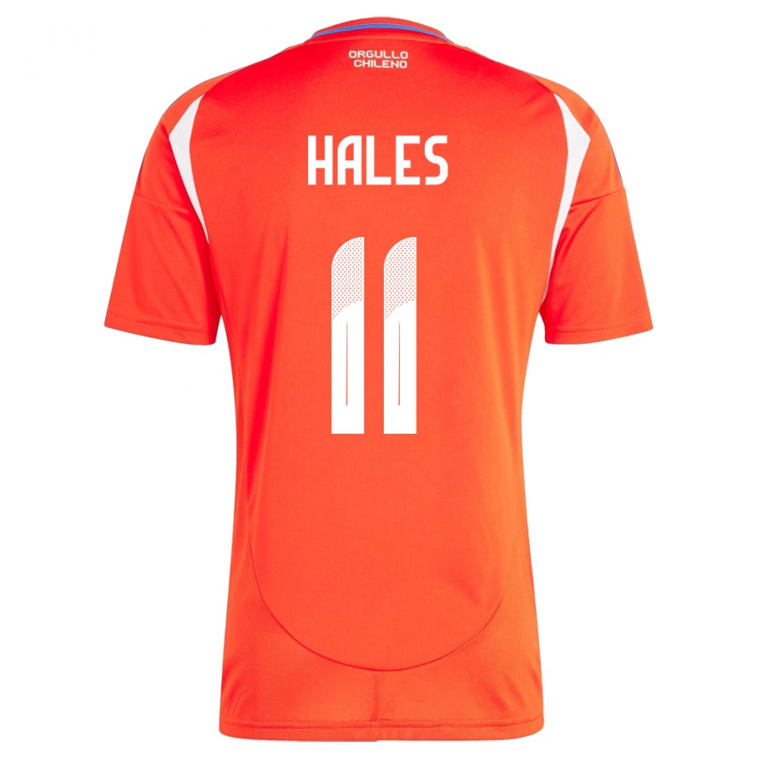 Hombre Camiseta Chile Alejandro Hales #11 Rojo 1ª Equipación 24-26 La Camisa Argentina