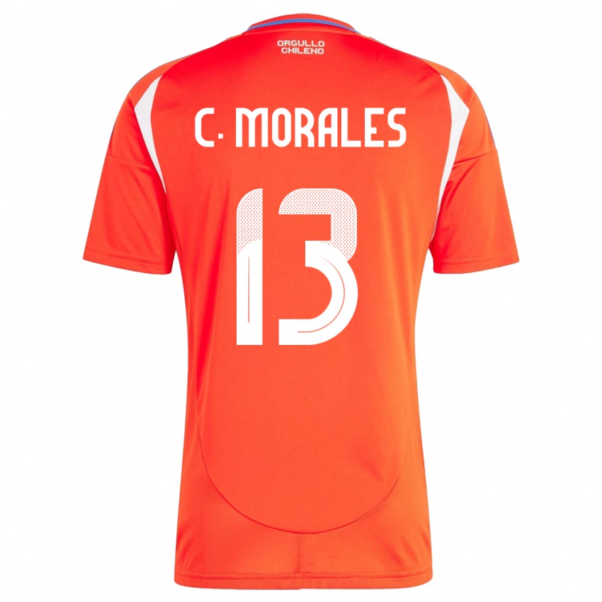 Hombre Camiseta Chile Cristián Morales #13 Rojo 1ª Equipación 24-26 La Camisa Argentina