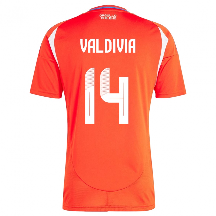 Hombre Camiseta Chile Felipe Valdivia #14 Rojo 1ª Equipación 24-26 La Camisa Argentina