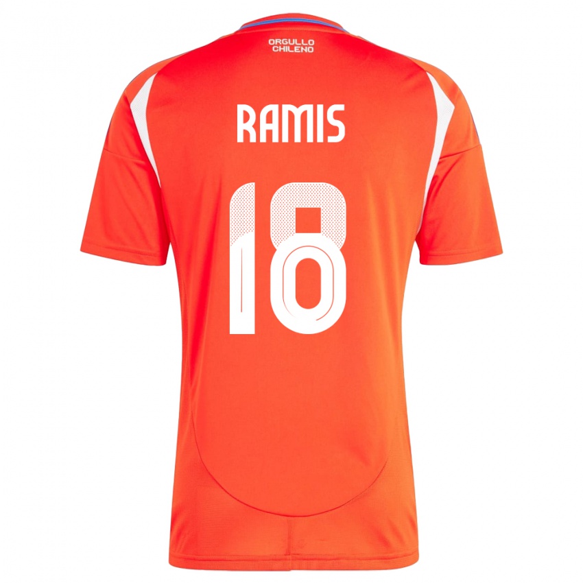 Hombre Camiseta Chile Oliver Ramis #18 Rojo 1ª Equipación 24-26 La Camisa Argentina