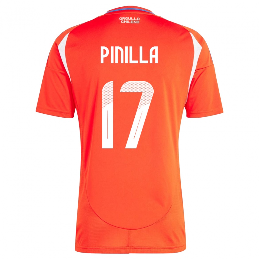 Hombre Camiseta Chile Fernanda Pinilla #17 Rojo 1ª Equipación 24-26 La Camisa Argentina