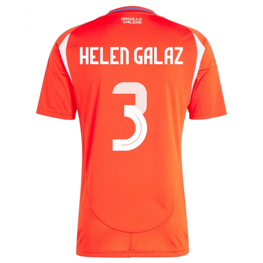 Hombre Camiseta Chile Su Helen Galaz #3 Rojo 1ª Equipación 24-26 La Camisa Argentina