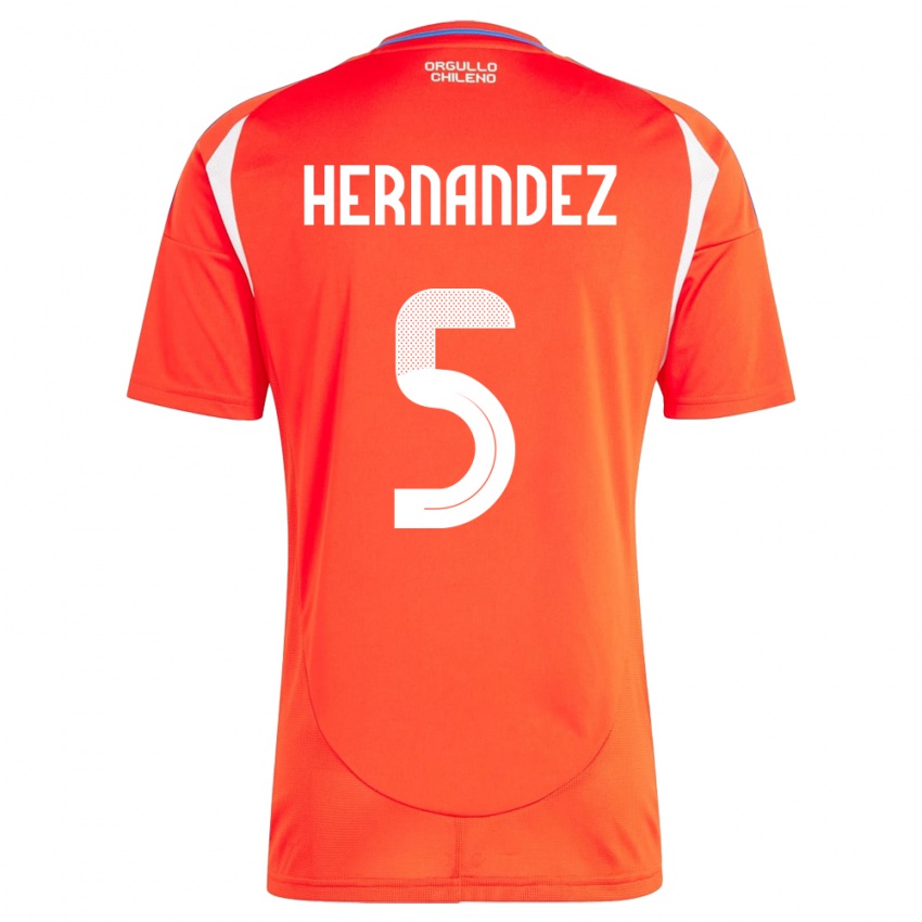 Hombre Camiseta Chile Monserrat Hernández #5 Rojo 1ª Equipación 24-26 La Camisa Argentina