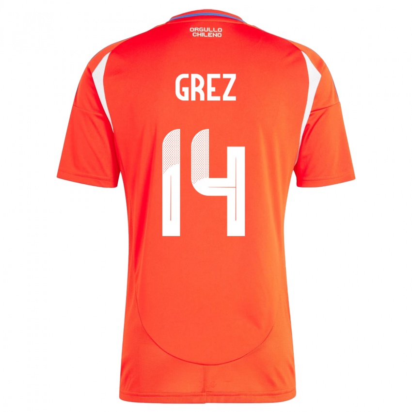 Hombre Camiseta Chile Javiera Grez #14 Rojo 1ª Equipación 24-26 La Camisa Argentina