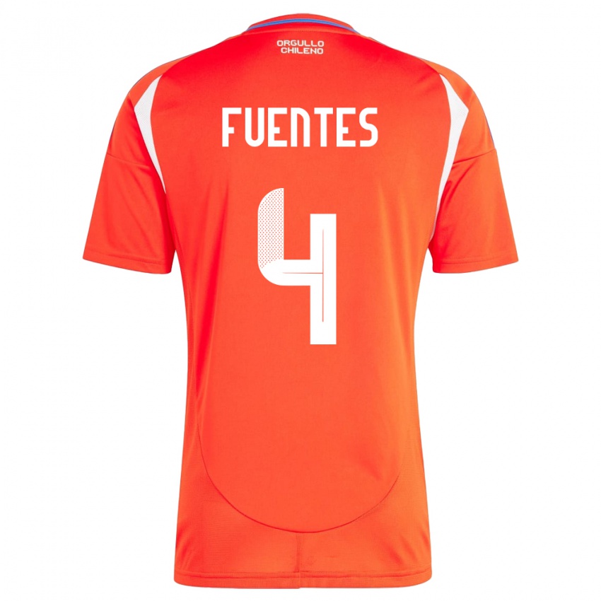 Hombre Camiseta Chile Karen Fuentes #4 Rojo 1ª Equipación 24-26 La Camisa Argentina