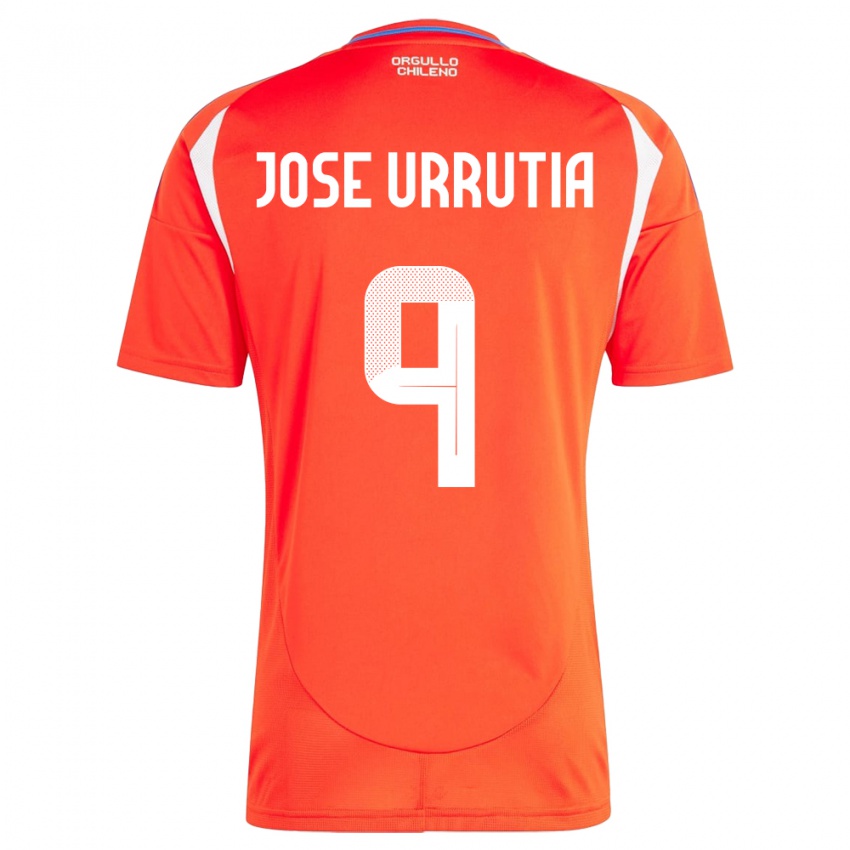 Hombre Camiseta Chile María José Urrutia #9 Rojo 1ª Equipación 24-26 La Camisa Argentina