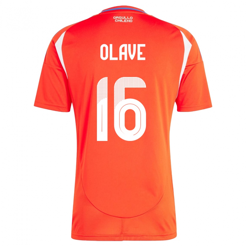 Hombre Camiseta Chile Isidora Olave #16 Rojo 1ª Equipación 24-26 La Camisa Argentina