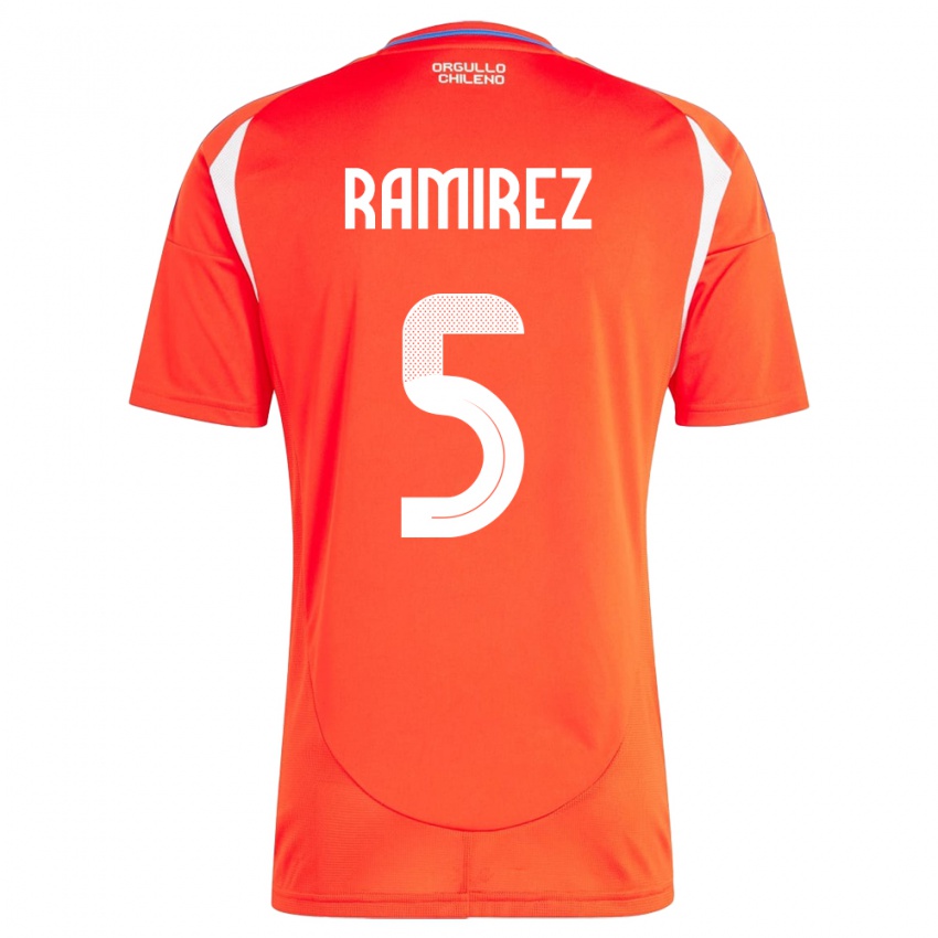 Hombre Camiseta Chile Fernanda Ramírez #5 Rojo 1ª Equipación 24-26 La Camisa Argentina