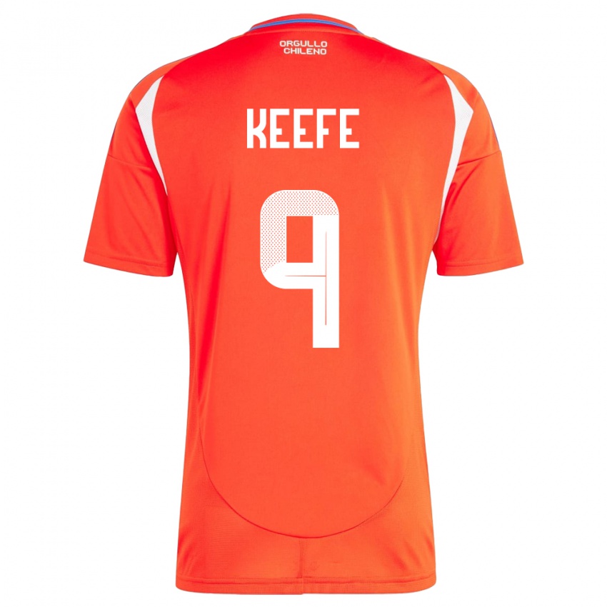 Hombre Camiseta Chile Sonya Keefe #9 Rojo 1ª Equipación 24-26 La Camisa Argentina