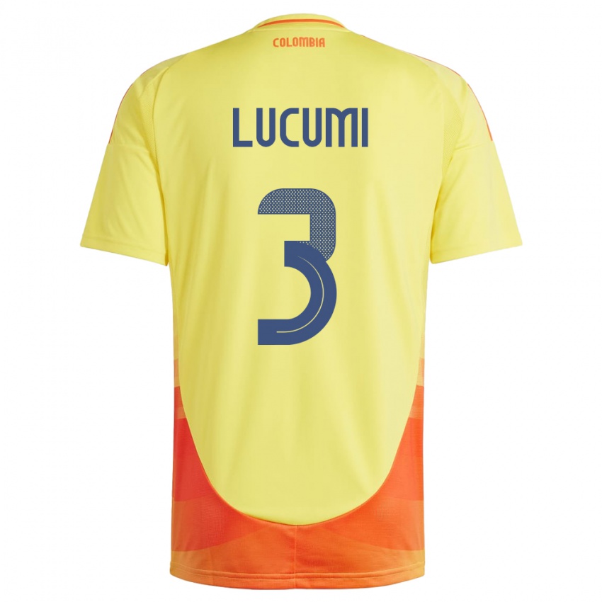 Hombre Camiseta Colombia Jhon Lucumí #3 Amarillo 1ª Equipación 24-26 La Camisa Argentina