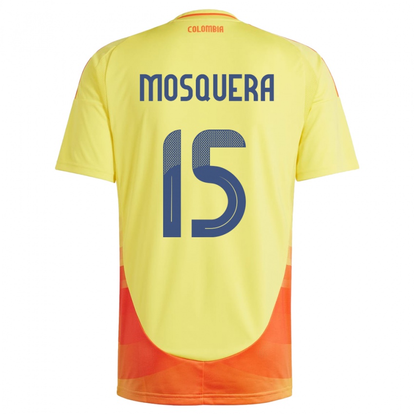 Hombre Camiseta Colombia Yerson Mosquera #15 Amarillo 1ª Equipación 24-26 La Camisa Argentina