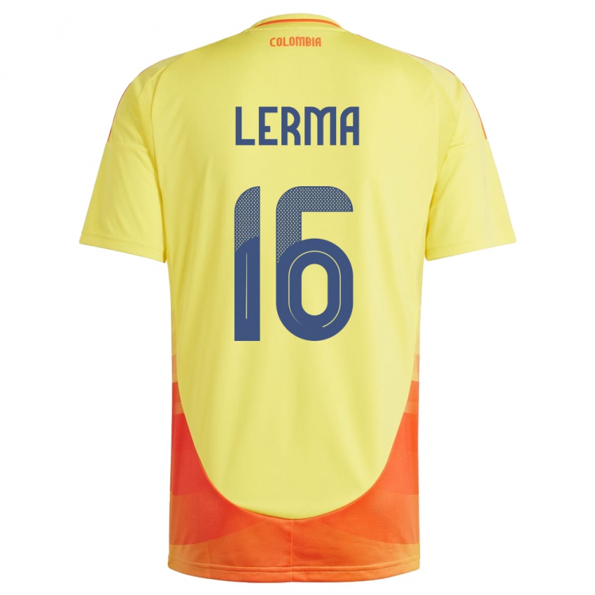Hombre Camiseta Colombia Jefferson Lerma #16 Amarillo 1ª Equipación 24-26 La Camisa Argentina