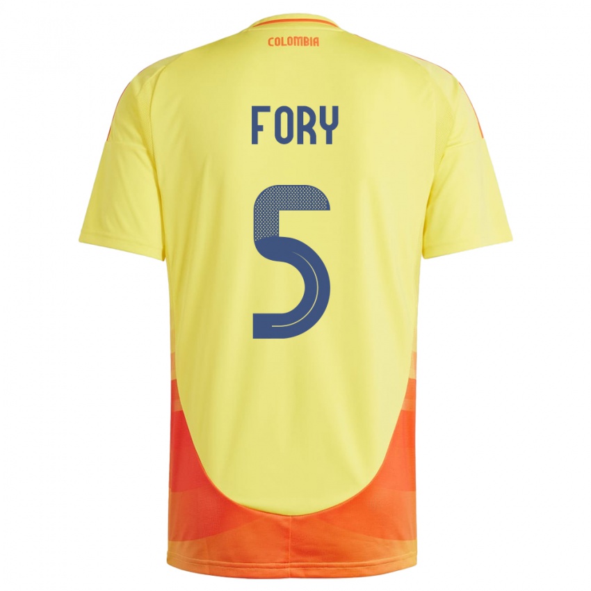 Hombre Camiseta Colombia Jimer Fory #5 Amarillo 1ª Equipación 24-26 La Camisa Argentina