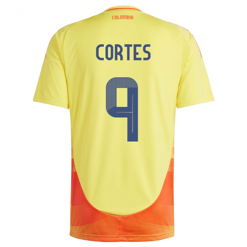 Hombre Camiseta Colombia Carlos Cortés #9 Amarillo 1ª Equipación 24-26 La Camisa Argentina