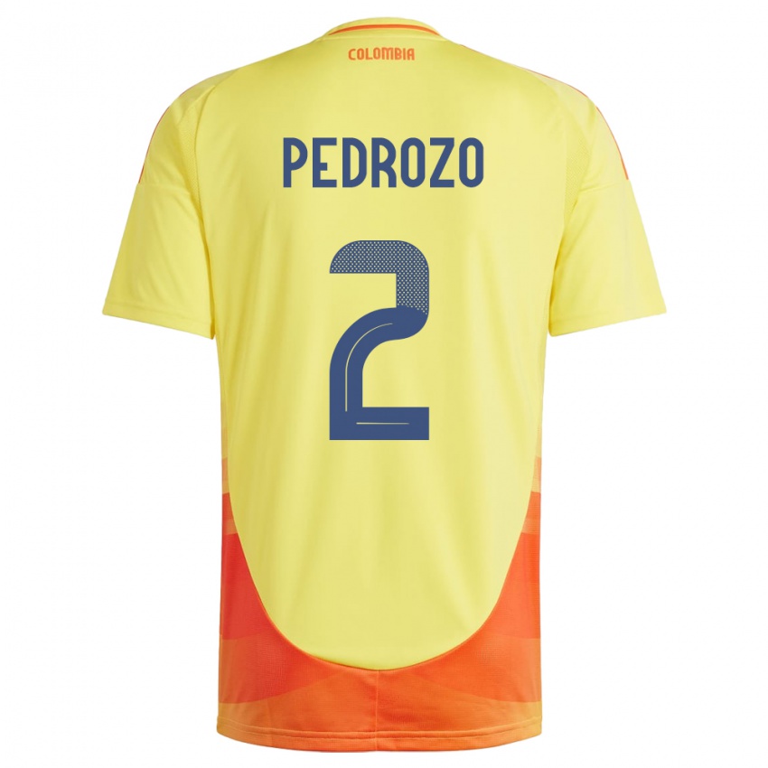 Hombre Camiseta Colombia Daniel Pedrozo #2 Amarillo 1ª Equipación 24-26 La Camisa Argentina