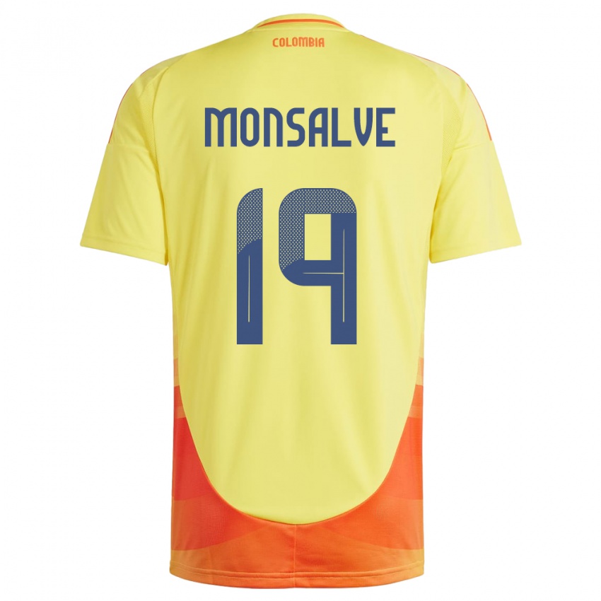 Hombre Camiseta Colombia Miguel Monsalve #19 Amarillo 1ª Equipación 24-26 La Camisa Argentina