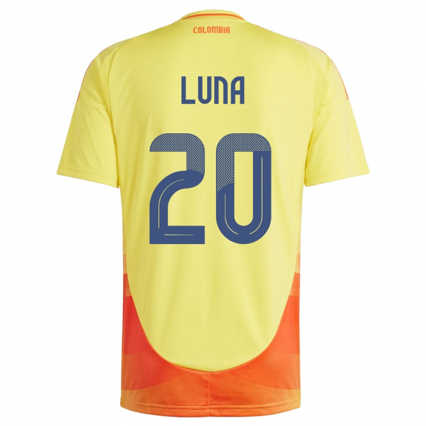 Hombre Camiseta Colombia Daniel Luna #20 Amarillo 1ª Equipación 24-26 La Camisa Argentina