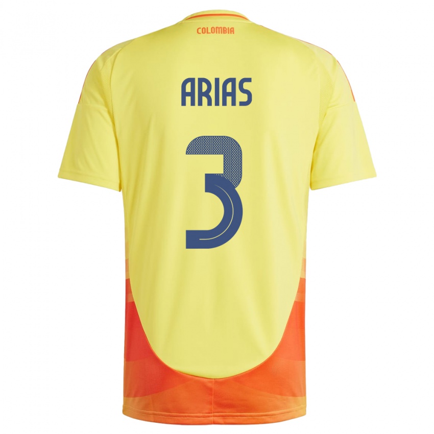 Hombre Camiseta Colombia Daniela Arias #3 Amarillo 1ª Equipación 24-26 La Camisa Argentina