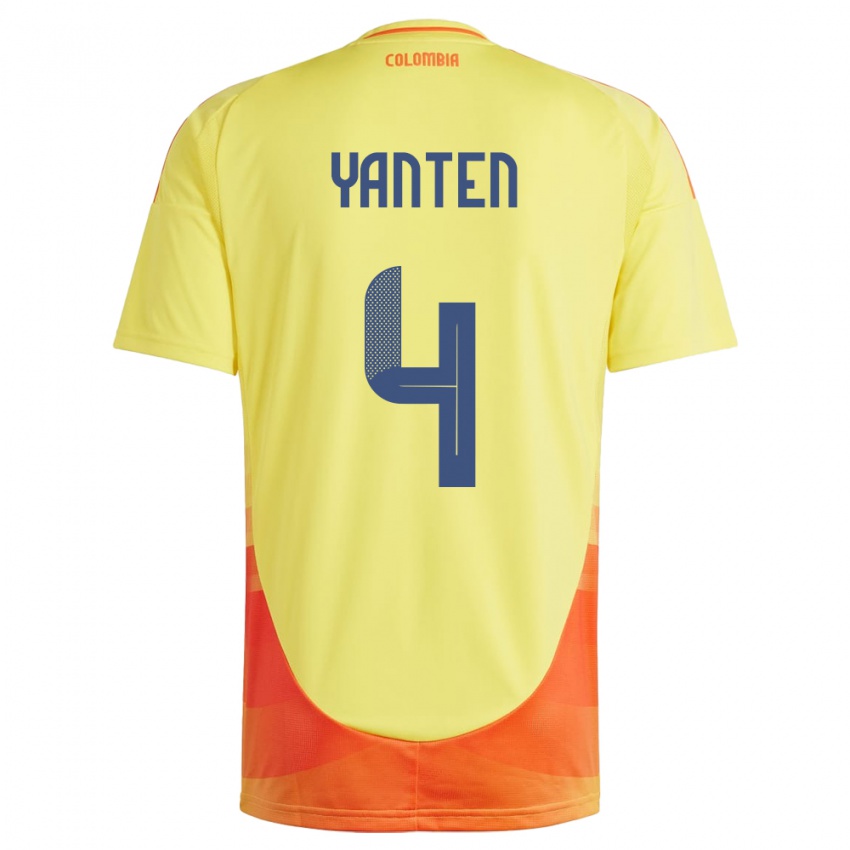 Hombre Camiseta Colombia Fabiana Yantén #4 Amarillo 1ª Equipación 24-26 La Camisa Argentina