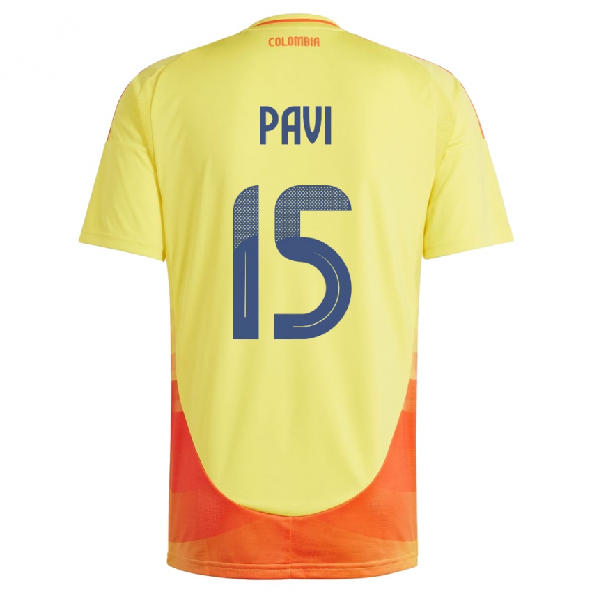 Hombre Camiseta Colombia Manuela Paví #15 Amarillo 1ª Equipación 24-26 La Camisa Argentina