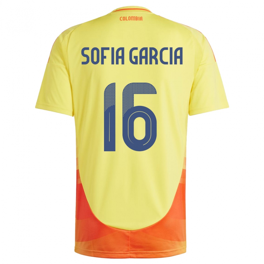 Hombre Camiseta Colombia Sofía García #16 Amarillo 1ª Equipación 24-26 La Camisa Argentina