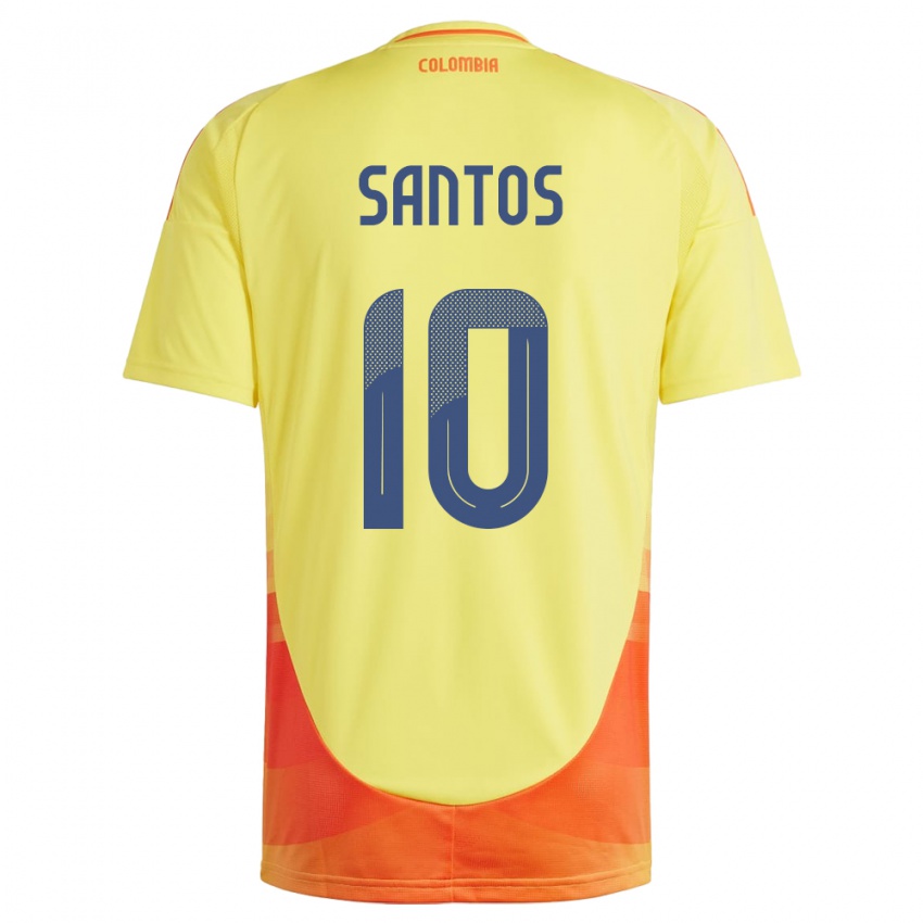 Hombre Camiseta Colombia Leicy Santos #10 Amarillo 1ª Equipación 24-26 La Camisa Argentina