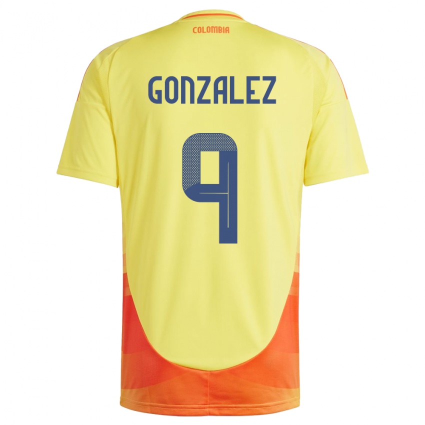 Hombre Camiseta Colombia Manuela González #9 Amarillo 1ª Equipación 24-26 La Camisa Argentina