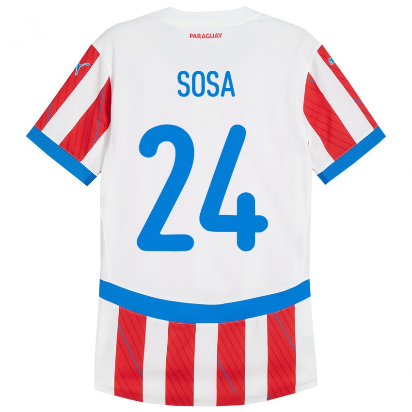 Hombre Camiseta Paraguay Ramón Sosa #24 Blanco Rojo 1ª Equipación 24-26 La Camisa Argentina