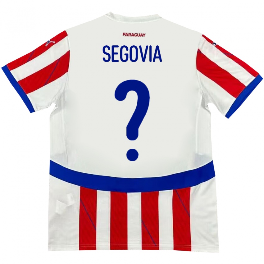 Hombre Camiseta Paraguay María Segovia #0 Blanco Rojo 1ª Equipación 24-26 La Camisa Argentina