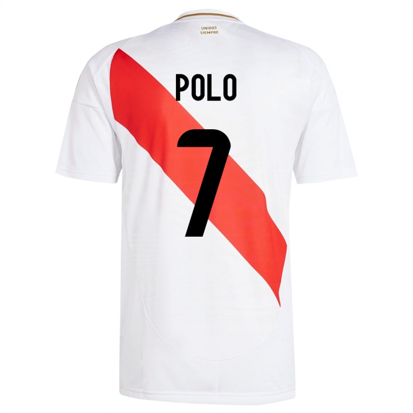 Hombre Camiseta Perú Andy Polo #7 Blanco 1ª Equipación 24-26 La Camisa Argentina