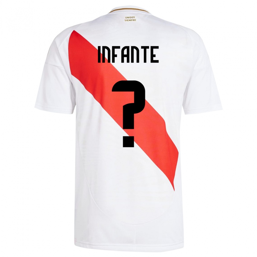 Hombre Camiseta Perú Maycol Infante #0 Blanco 1ª Equipación 24-26 La Camisa Argentina