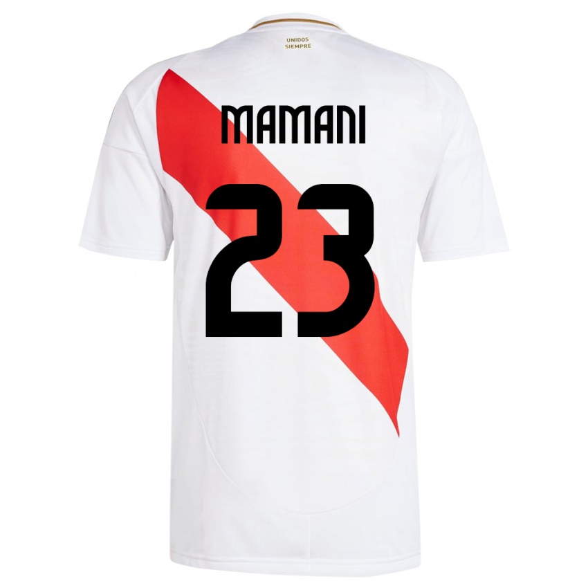 Hombre Camiseta Perú Julia Mamani #23 Blanco 1ª Equipación 24-26 La Camisa Argentina