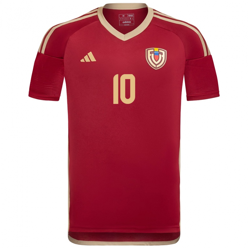 Hombre Camiseta Venezuela Enyerliannys Higuera #10 Borgoña 1ª Equipación 24-26 La Camisa Argentina