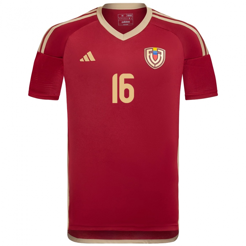 Hombre Camiseta Venezuela Telasco Segovia #16 Borgoña 1ª Equipación 24-26 La Camisa Argentina