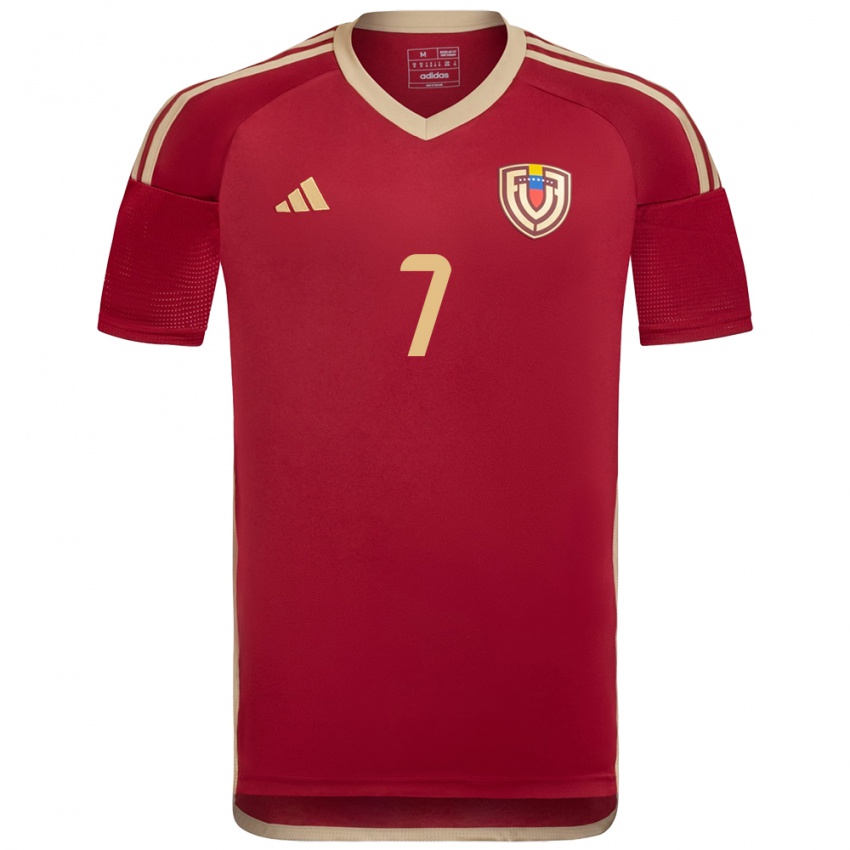 Hombre Camiseta Venezuela Jefferson Savarino #7 Borgoña 1ª Equipación 24-26 La Camisa Argentina