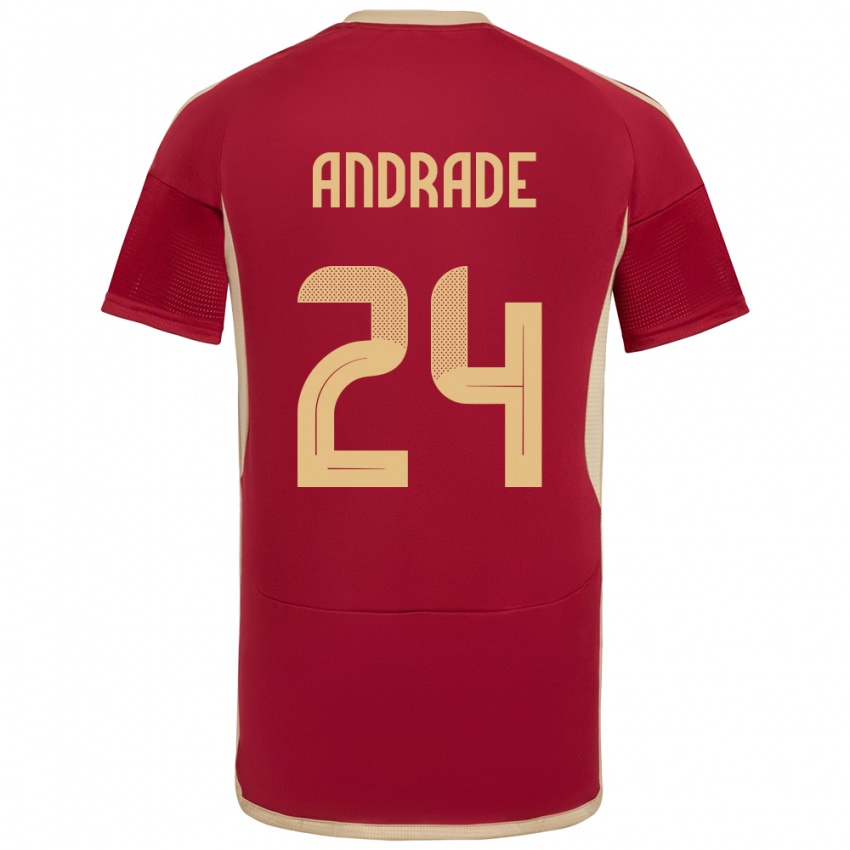 Hombre Camiseta Venezuela Kervin Andrade #24 Borgoña 1ª Equipación 24-26 La Camisa Argentina