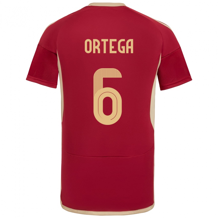 Hombre Camiseta Venezuela Bryant Ortega #6 Borgoña 1ª Equipación 24-26 La Camisa Argentina