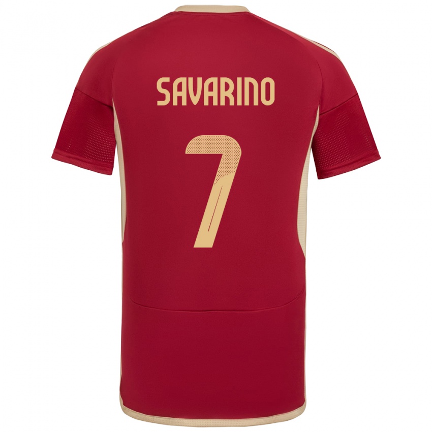 Hombre Camiseta Venezuela Jefferson Savarino #7 Borgoña 1ª Equipación 24-26 La Camisa Argentina