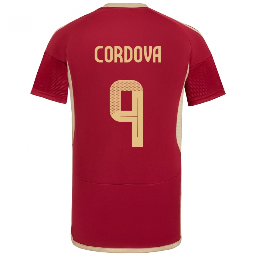 Hombre Camiseta Venezuela Sergio Córdova #9 Borgoña 1ª Equipación 24-26 La Camisa Argentina