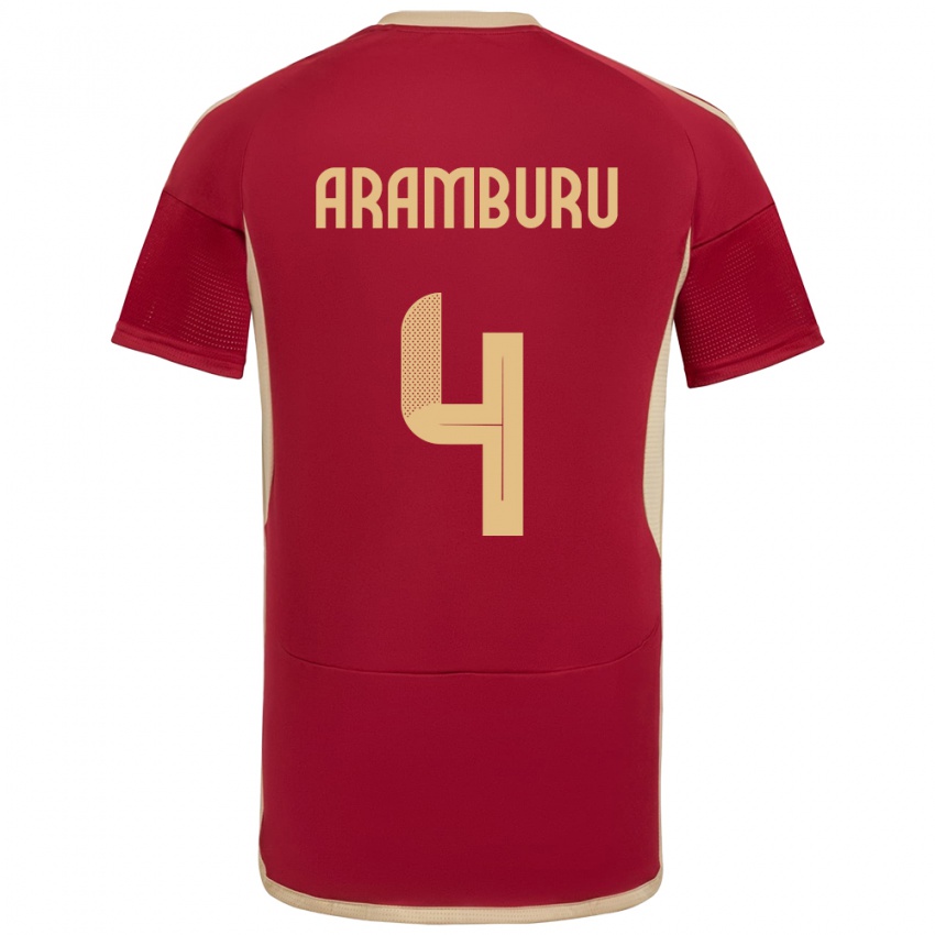 Hombre Camiseta Venezuela Jon Aramburu #4 Borgoña 1ª Equipación 24-26 La Camisa Argentina