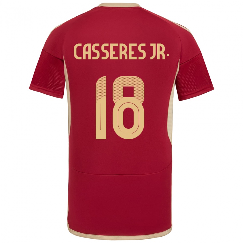 Hombre Camiseta Venezuela Cristian Cásseres Jr. #18 Borgoña 1ª Equipación 24-26 La Camisa Argentina